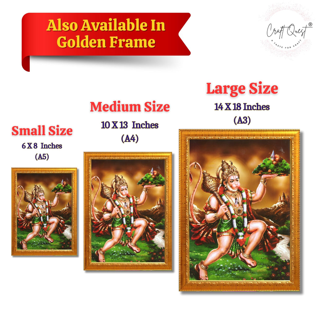 CRAFT QUEST Lord Bajrang Bali Hanuman Ji Photo Frame | Acrylic Glass, Lightweight & Waterproof | Ideal for Home, Office, Temple & Puja Room Wall Decor