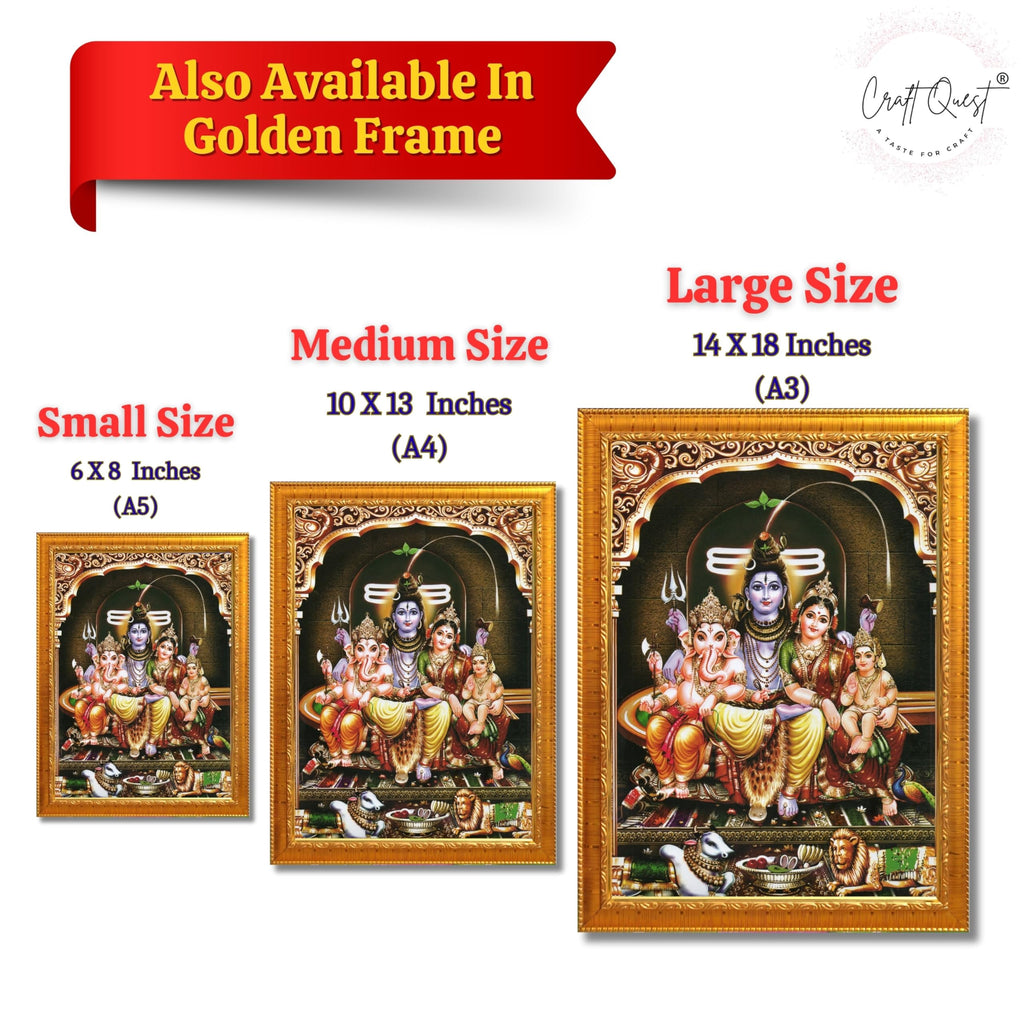 CRAFT QUEST Shiv Parivar Family Photo Frame | Bhole Nath parivar | | Hindu God Spiritual Framed | Ideal for Home, Office, Temple & Puja Room, Wall Decor