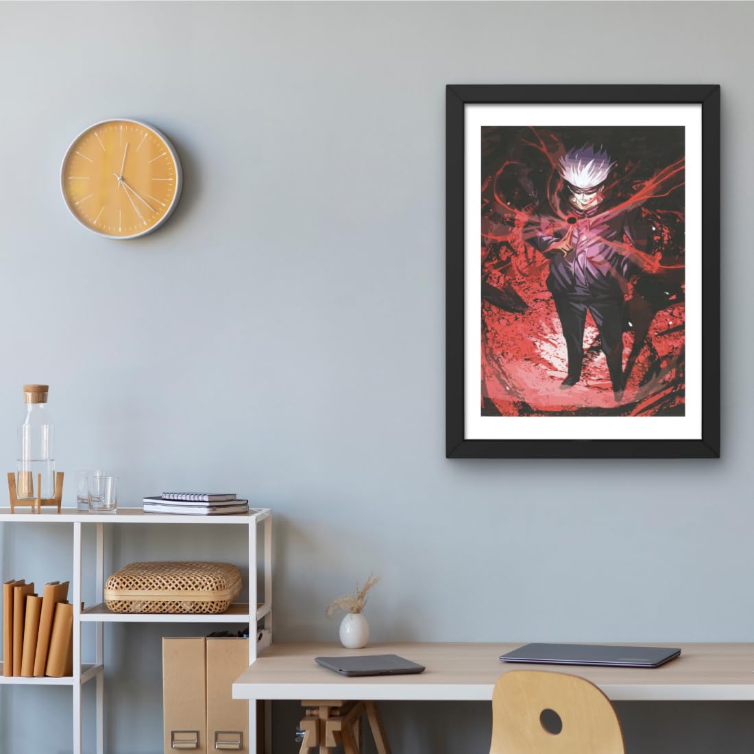 CRAFT QUEST Sukuna Ryomen Anime Laminated Posters Framed Painting with Matt Black Frame (14 Inches x 10 Inches)