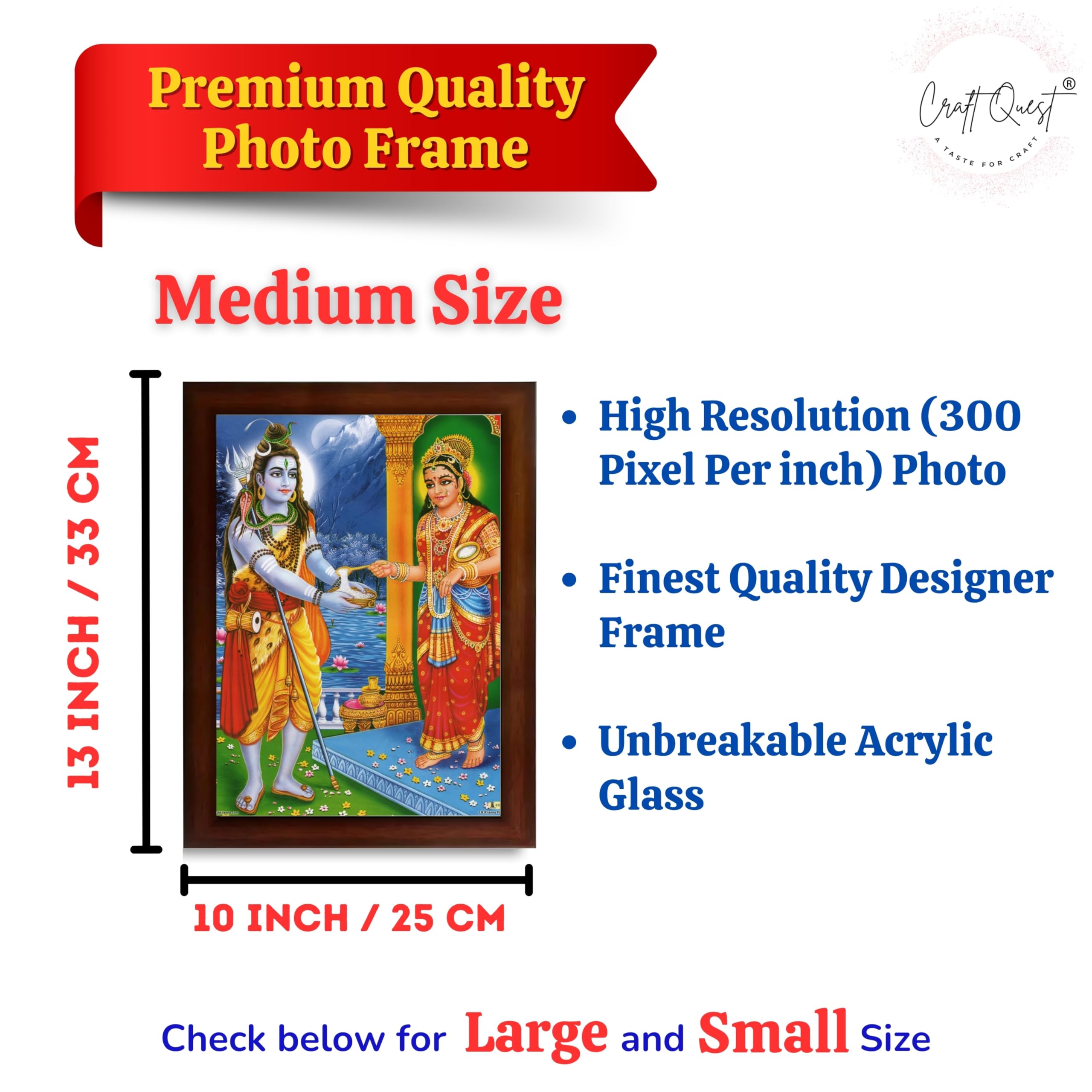 CRAFT QUEST Shiva & Maa Annapurna devi sitting on throne photo frame with Laminated Poster for Kitchen Worship