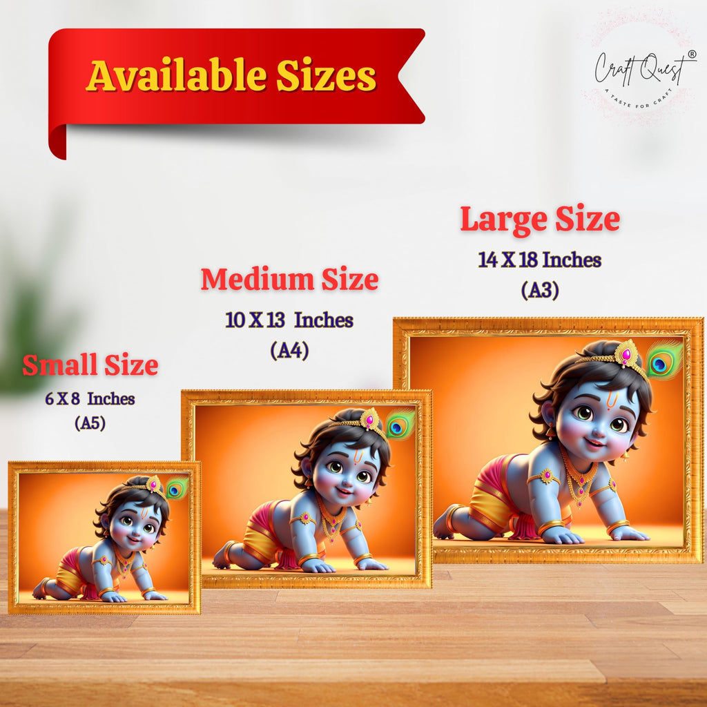 CRAFT QUEST Shri Bal Gopal Painting | Krishna Photo Frames for Walls, Home, Living Room and Home Décor