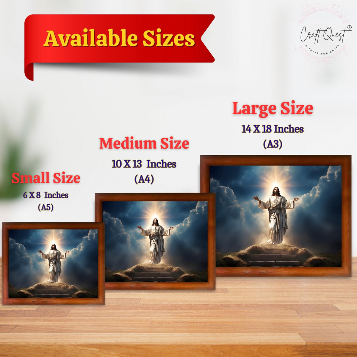 CRAFT QUEST Jesus Christ Photo Frame | Decorative Picture for Gifts, Home Decor | Jesus Painting, Religious Photo Frame
