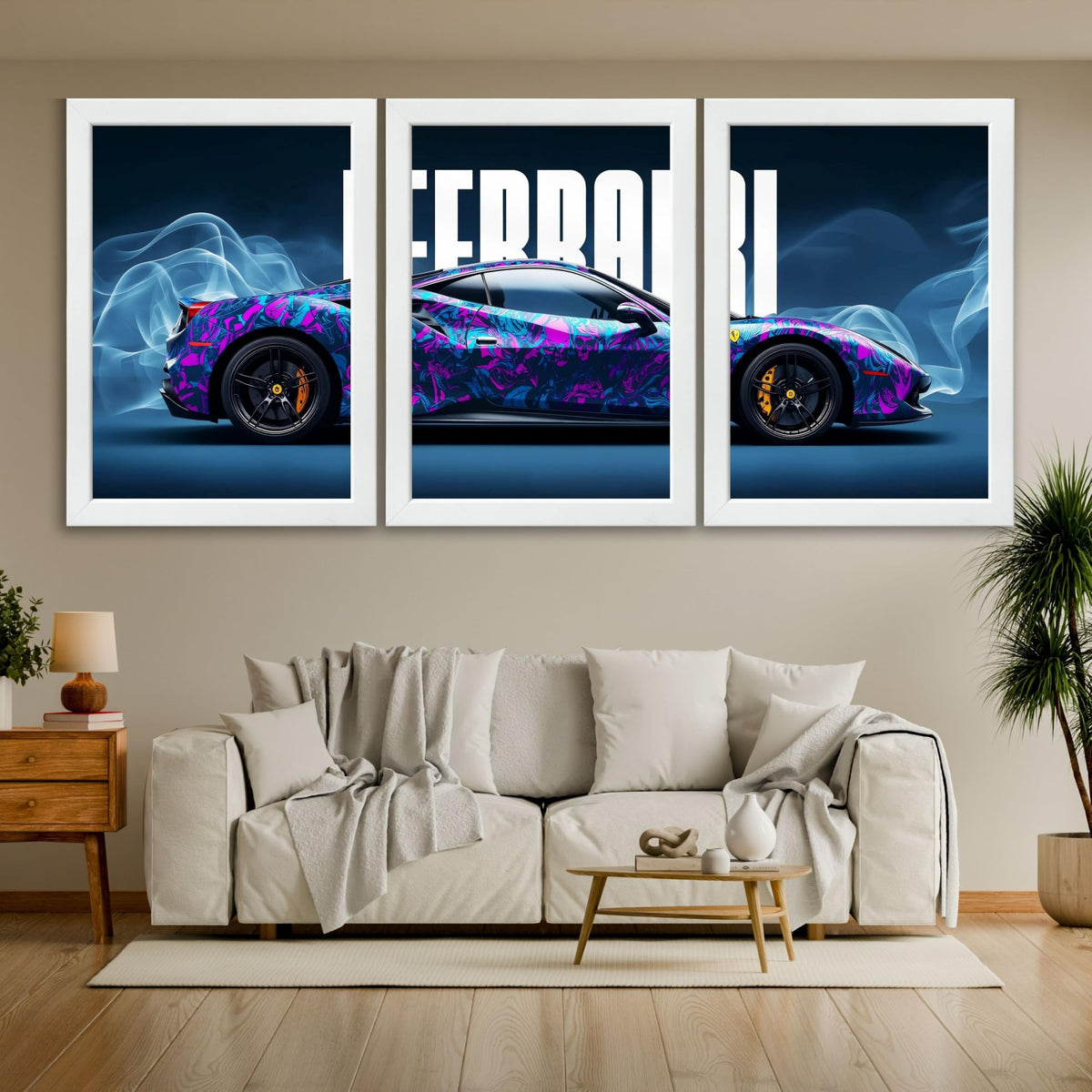 VENUXE ARTS Set Of 3 Big Sports Cars Framed Posters Gift Items for Boys Room Wall Decoration Bedroom Living Room Office Studio Décor | Car Poster Frame for Wall Décor