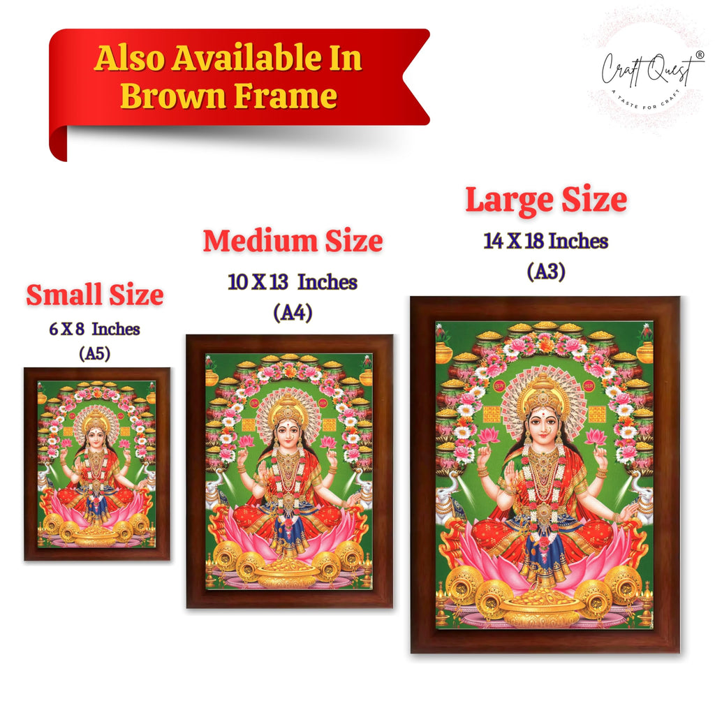 CRAFT QUEST Goddess Lakshmi Devi Dhana Vaibhav Laxmi Maa Wall Painting Frame Home Decor