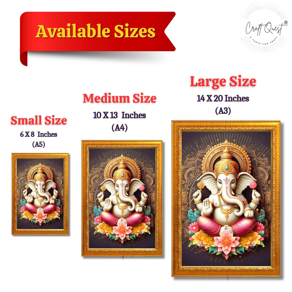 CRAFT QUEST Lord Ganpati Ganesh ji God Frame for Pooja Room Home & Wall Decor GA-255
