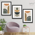 CRAFT QUEST Abstract With Different Shapes | Set of 3 Frames for Home Decoration | Ideal for Living Room, Bedroom & Offices