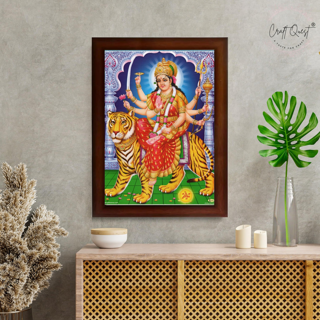 CRAFT QUEST Durga Mata Nav Navdurga Wall Painting Framed Home and Office Decor Items