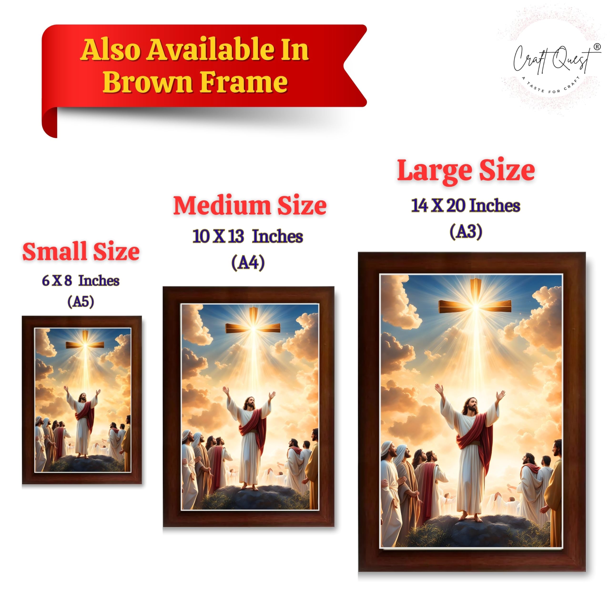 CRAFT QUEST Jesus Christ Photo Frame Spiritual Christian Wall Décor Item for Room and Prayer