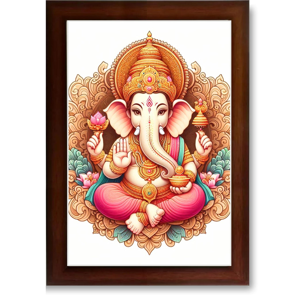 CRAFT QUEST Lord Ganesha Ganesh Ganpati Ganapathi Hanging Wall Painting Framed Home Décor