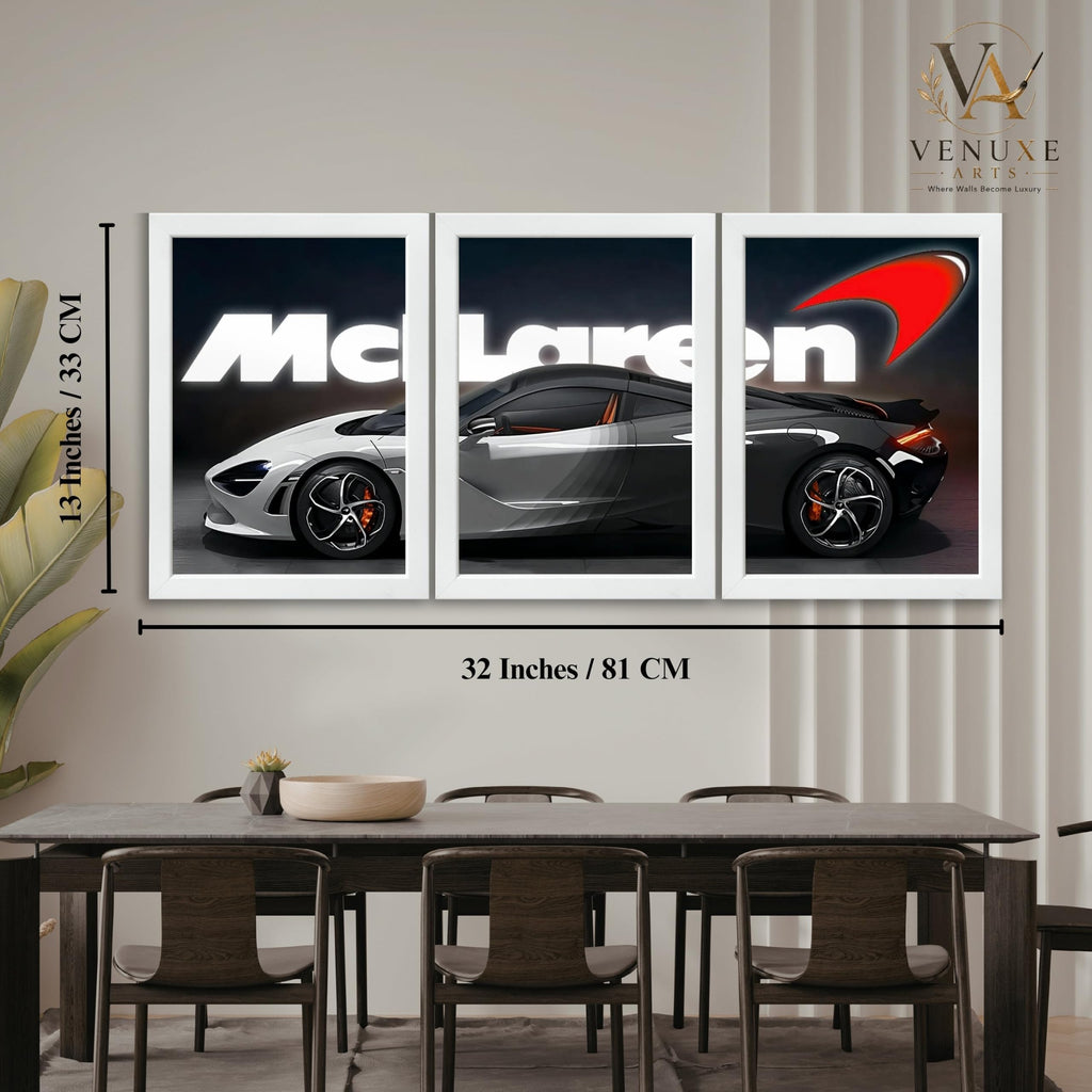 VENUXE ARTS Set Of 3 Big Sports Cars Framed Posters Gift Items for Boys Room Wall Decoration Bedroom Living Room Office Studio Décor | Car Poster Frame for Wall Décor