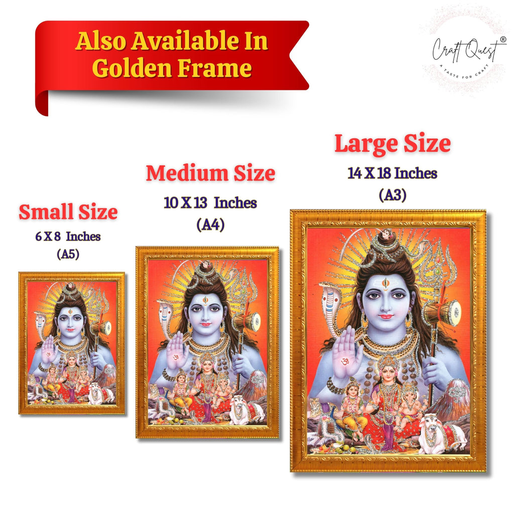 CRAFT QUEST God Shiv Ji Shiva Wall Painting | Premium Framed Hindu God Wall Art | Spiritual Mahadev Poster for Living Room, Bedroom, Office, Meditation, Pooja & Temple Décor Item |