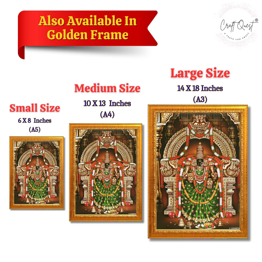 CRAFT QUEST Padmavati Devi Padmavathi Thayar Amman Wall Painting Photo Framed | South God Picture Frame for Home, Office, Temple & Gifting, Decor