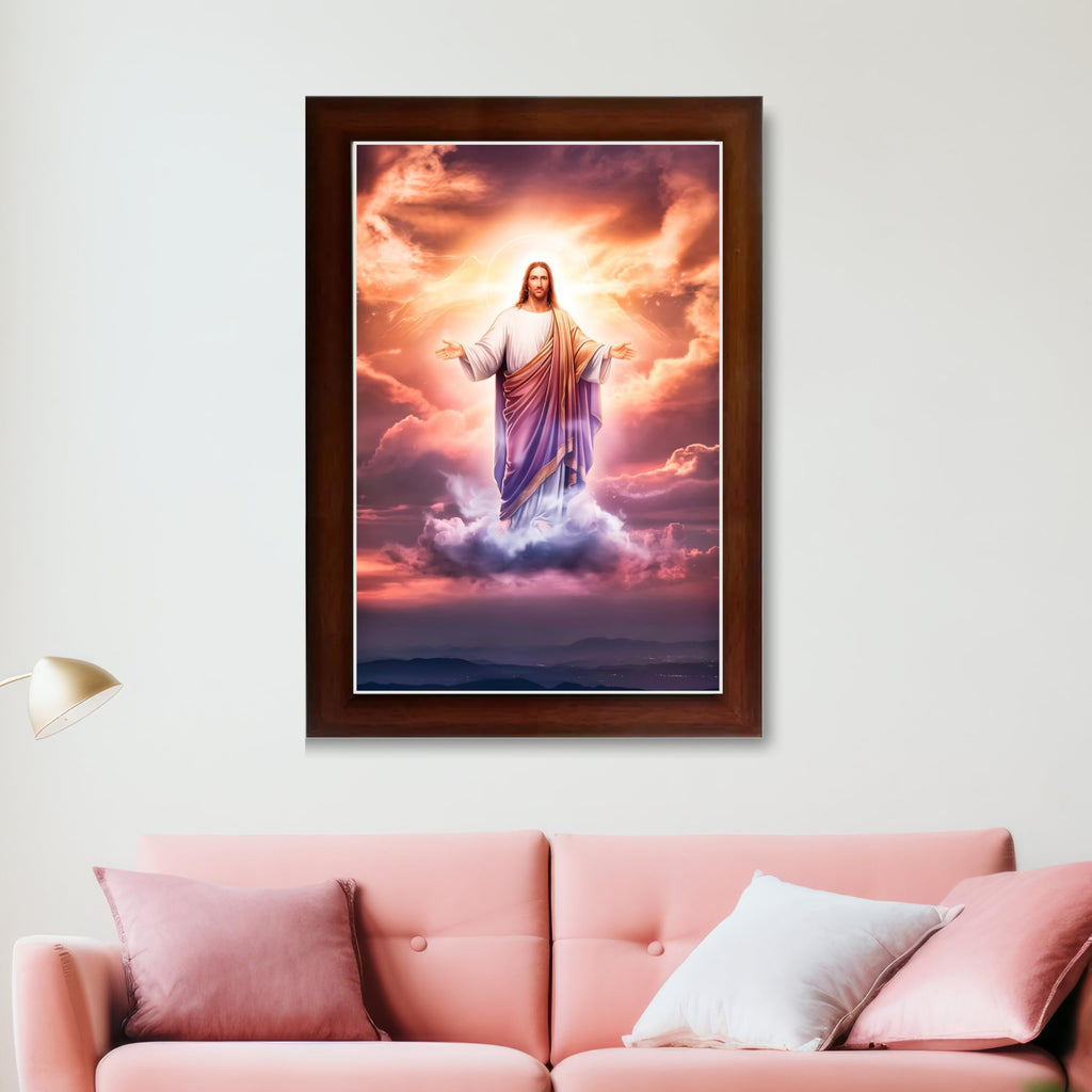 CRAFT QUEST Lord Jesus Christ Blessing Wall Artwork Wood Photo Frame Wall Hanging Décor and Gift Item