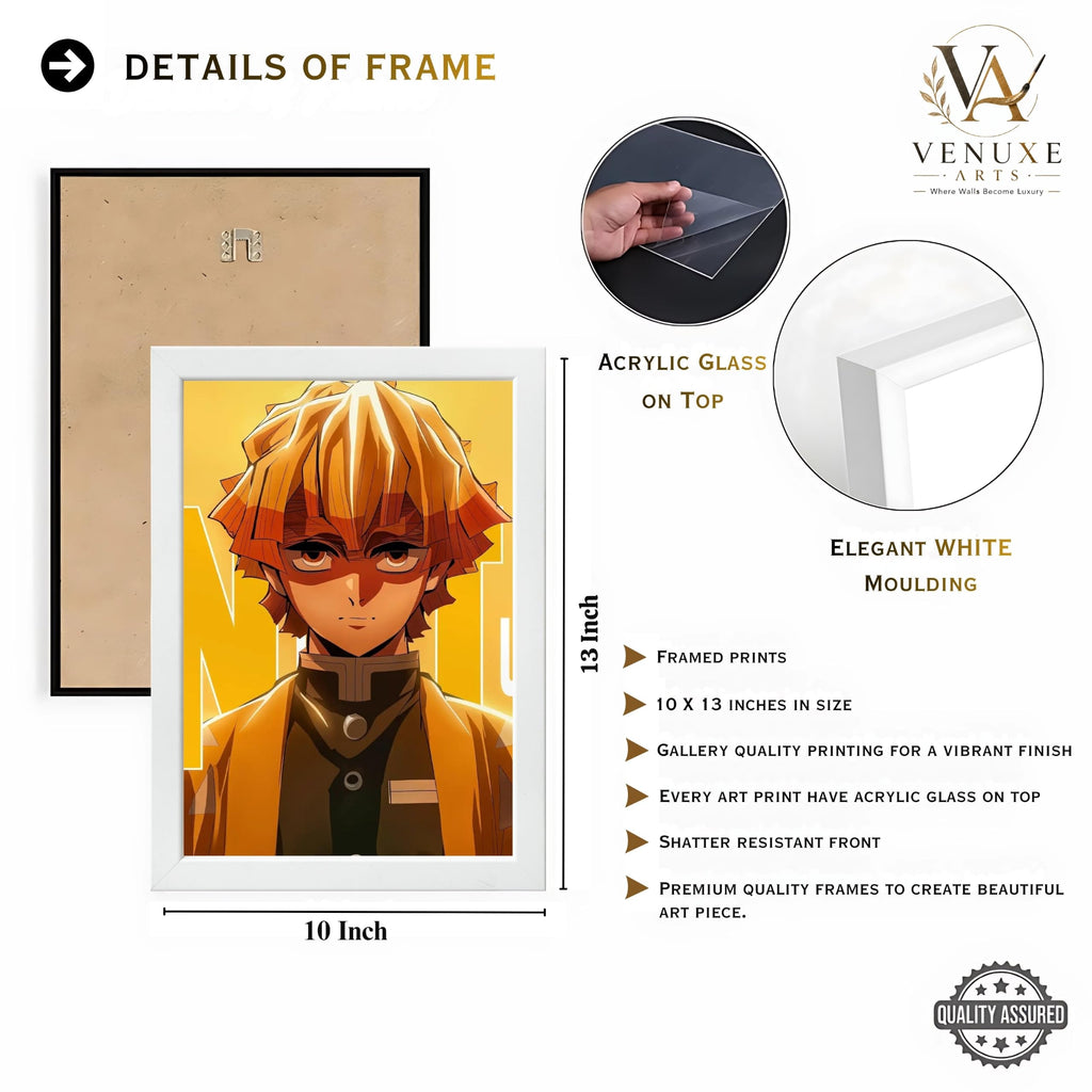 VENUXE ARTS Set Of 3 Anime Characters Wall Framed |Anime Characters Framed Poster for Living Room Bedroom Gaming Room Studio Wall Decor