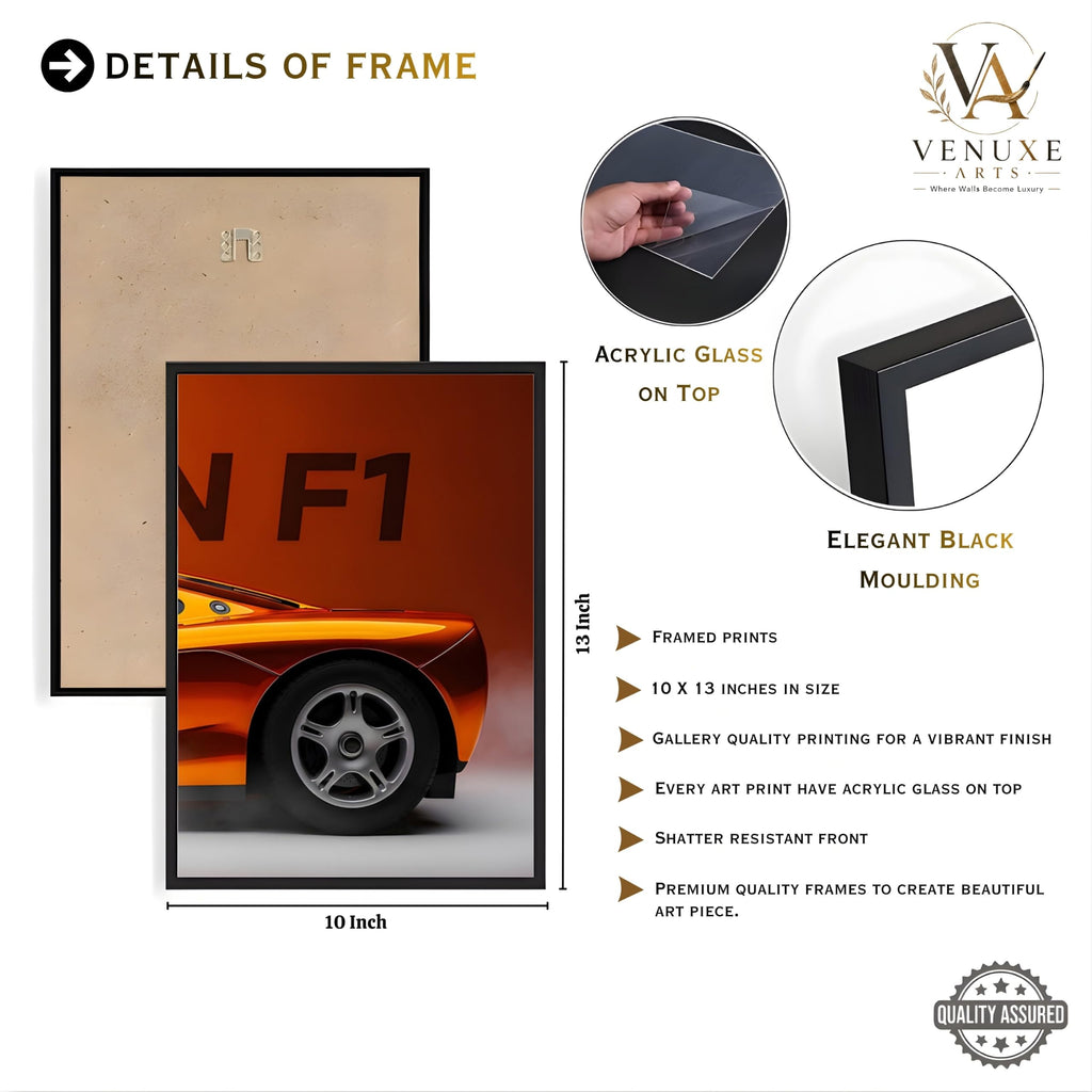 VENUXE ARTS Set Of 3 Big Sports Cars Framed Posters Gift Items for Boys Room Wall Decoration Bedroom, Living Room, Office, Studio Décor | Car Poster Frame for Wall Décor