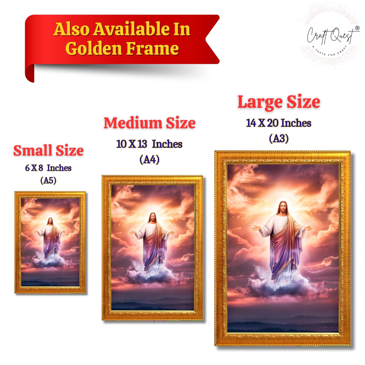 CRAFT QUEST Lord Jesus Christ Blessing Wall Artwork Wood Photo Frame Wall Hanging Décor and Gift Item