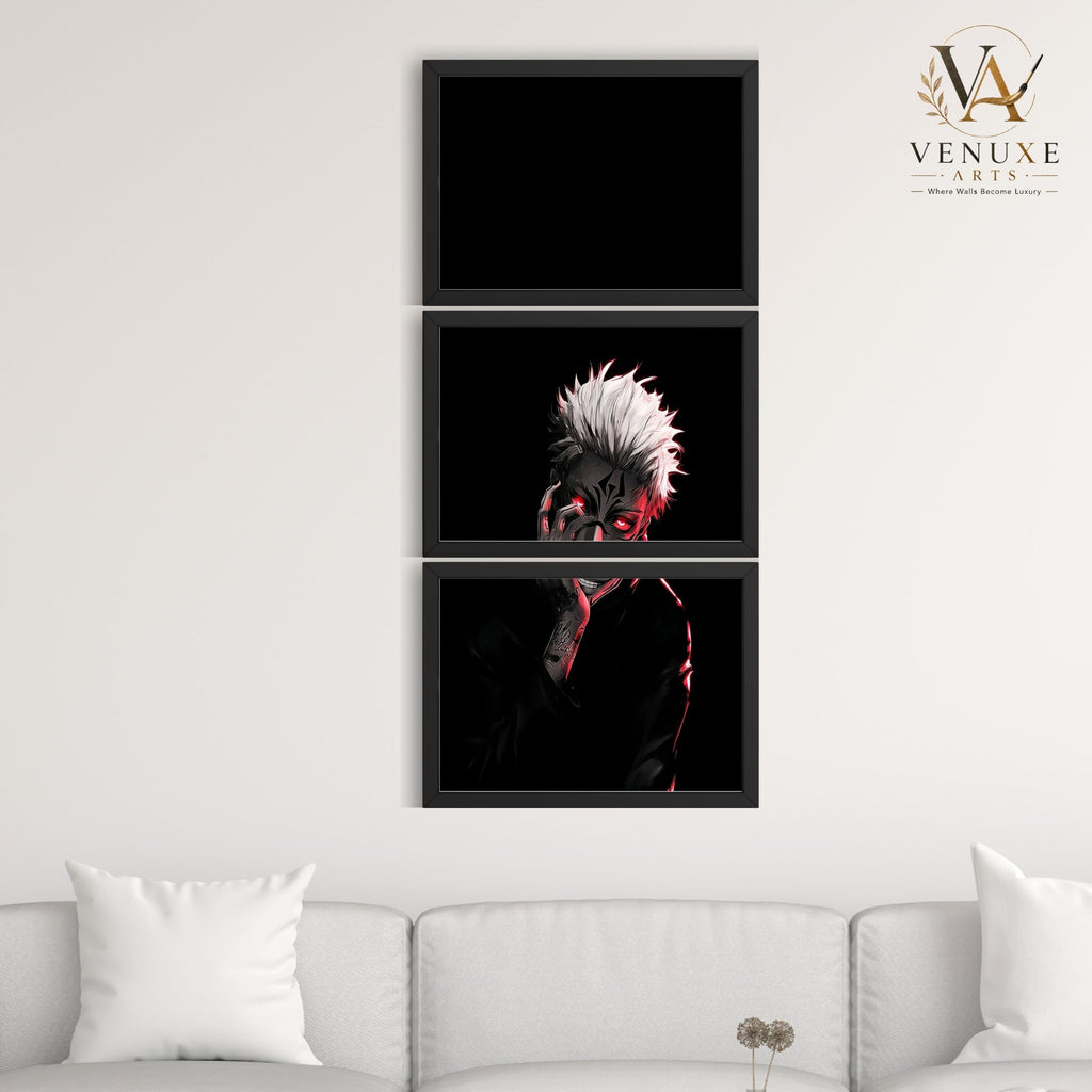 VENUXE ARTS Set Of 3 Anime Characters Wall Framed |Anime Characters Framed Poster for Living Room Bedroom Gaming Room Studio Wall Decor