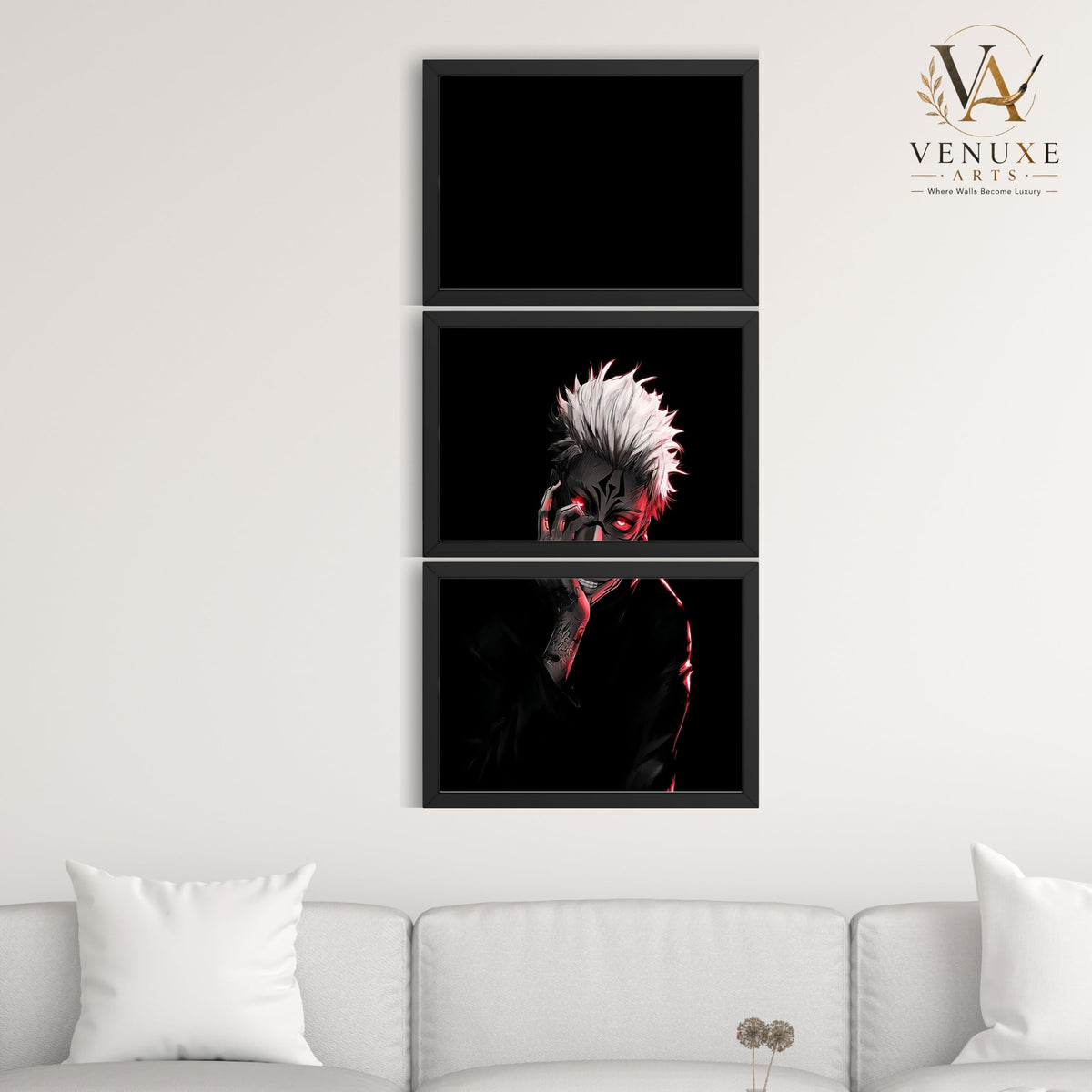 VENUXE ARTS Set Of 3 Anime Characters Wall Framed |Anime Characters Framed Poster for Living Room Bedroom Gaming Room Studio Wall Decor