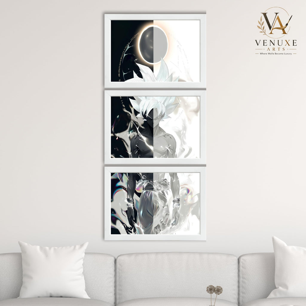 VENUXE ARTS Set Of 3 Anime Characters Wall Framed |Anime Characters Framed Poster for Living Room Bedroom Gaming Room Studio Wall Decor