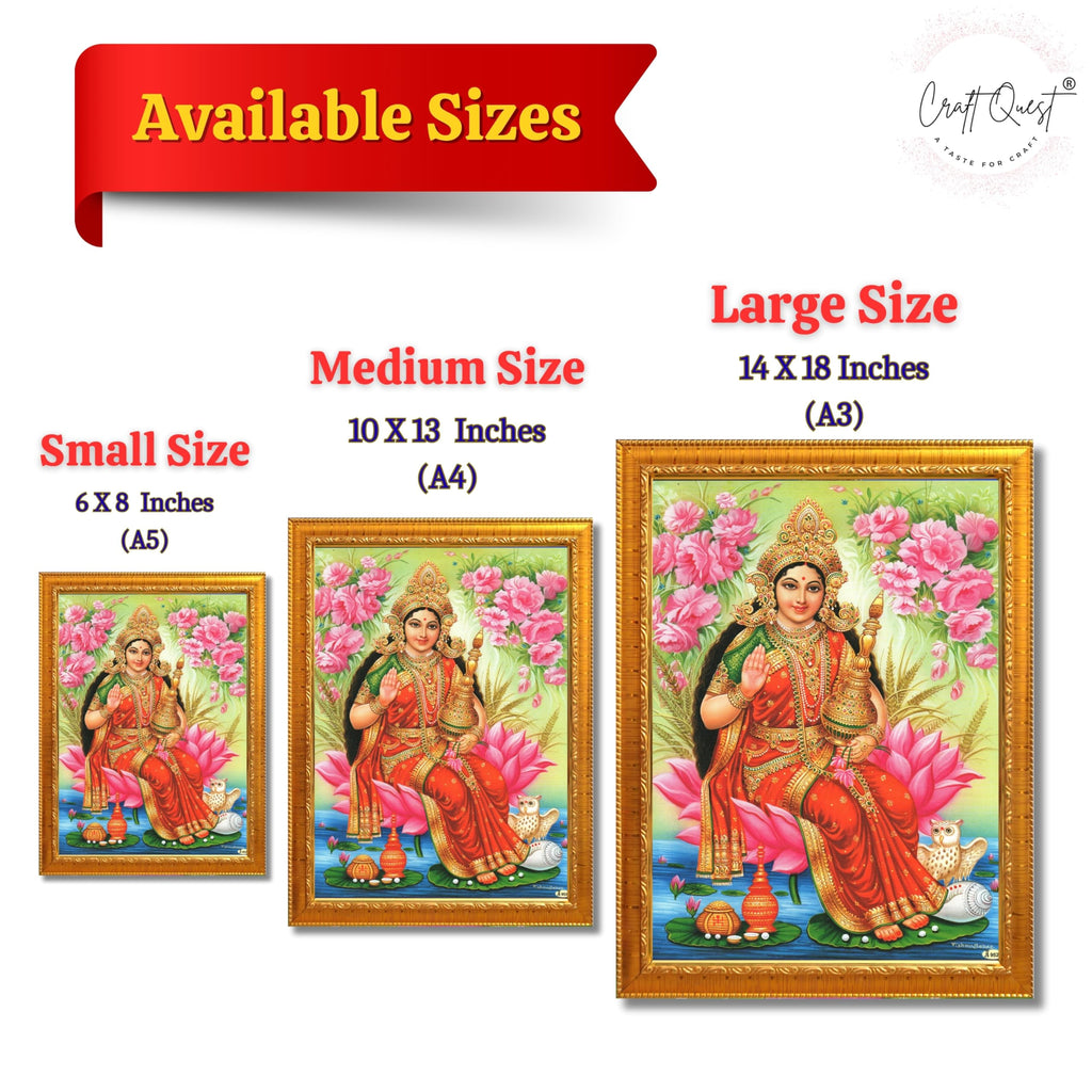 CRAFT QUEST Goddess Lakshmi Devi Dhana Vaibhav Laxmi Maa Wall Painting Framed Home Decor