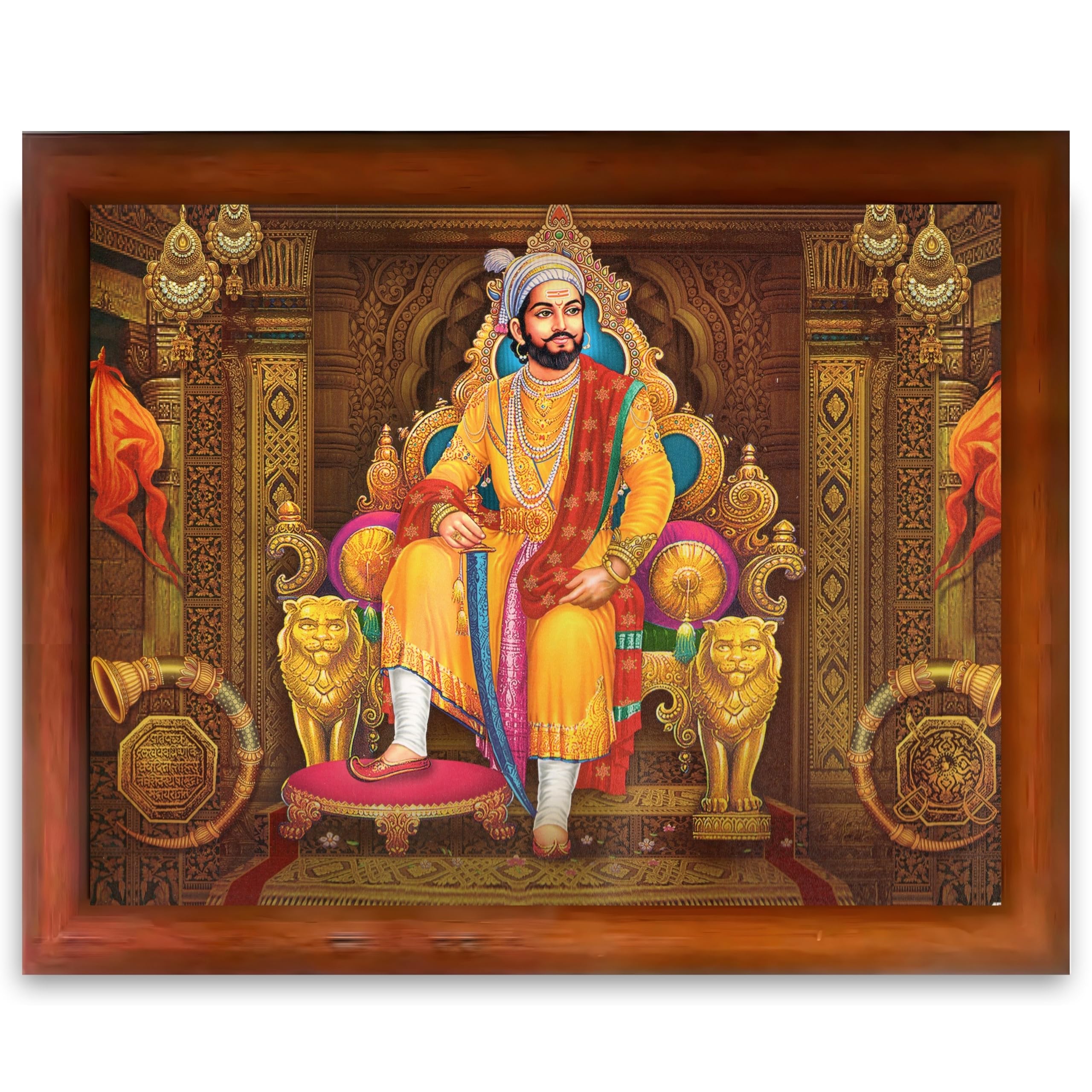CRAFT QUEST Chhatrapati Shivaji Maharaj Wall Photo Frame | Lightweight | Home Decoration Item | Indian Historic Classic Painting Wall Art Best Gifting Option