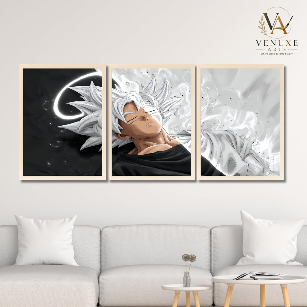 VENUXE ARTS Set Of 3 Anime Characters Wall Framed |Anime Characters Framed Poster for Living Room Bedroom Gaming Room Studio Wall Decor
