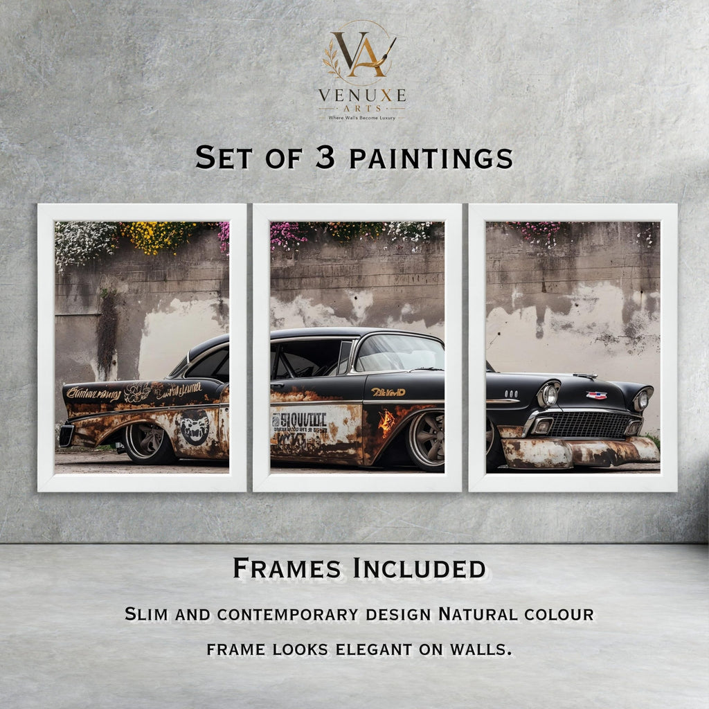 VENUXE ARTS Set Of 3 Big Sports Cars Framed Posters Gift Items for Boys Room Wall Decoration Bedroom Living Room Office Studio Décor | Car Poster Frame for Wall Décor