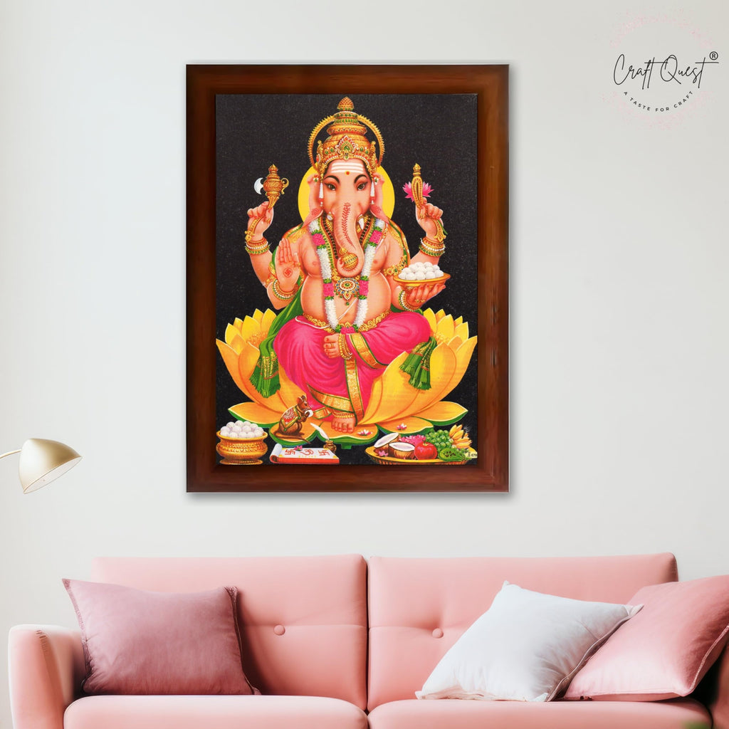 CRAFT QUEST Lord Ganesha Ganpati ji Modern Wall Painting With Frame For Home and Office Decor,