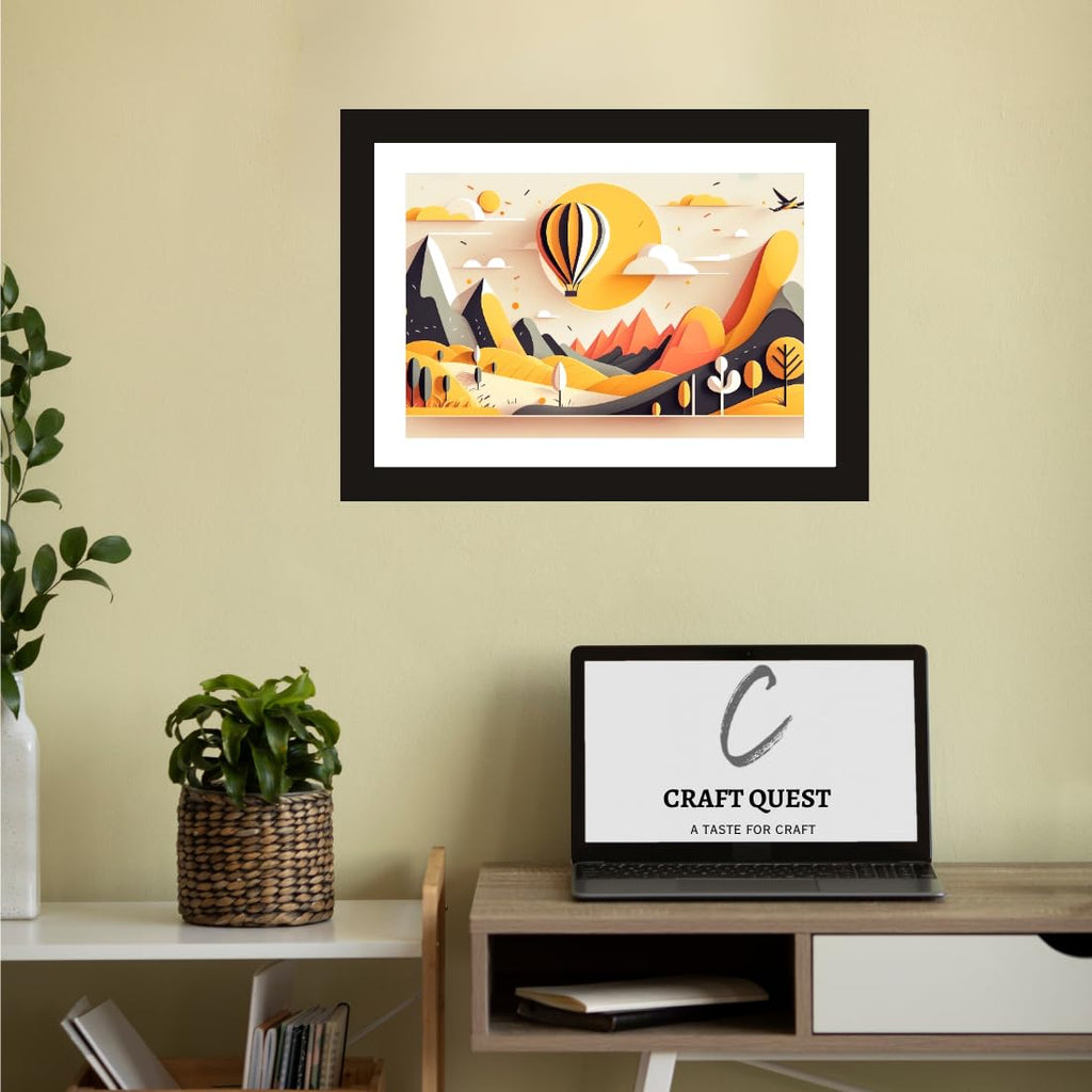 CRAFT QUEST Abstract Modern Dewy Clearing Art Poster Frame for Home & Office Wall Decoration - Portrait, Wall Display (Black, 14x10 Inch Frame with Art Print) (Tropical Reverie)