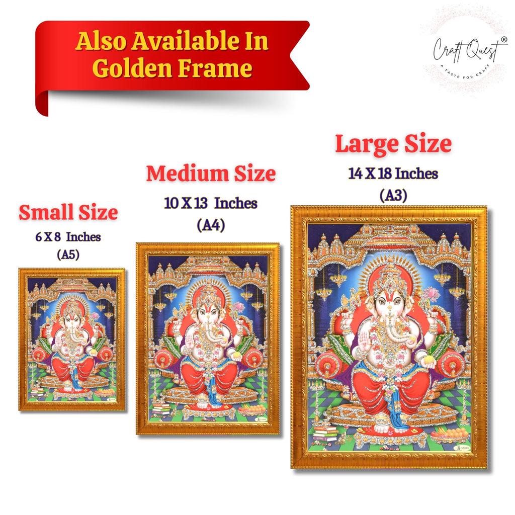 CRAFT QUEST Lord Ganpati Modern Wall Art Painting With Frame For Pooja, Home and Office Decor