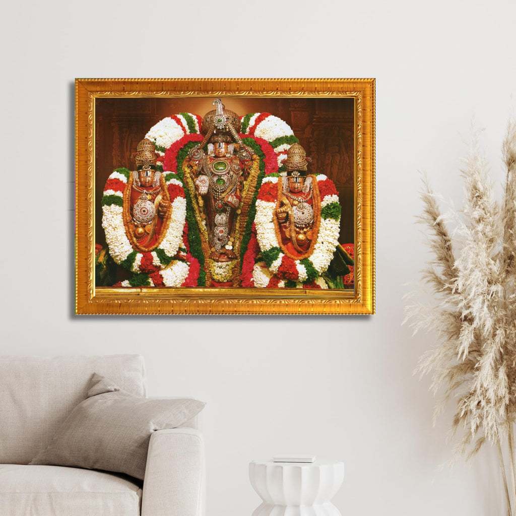CRAFT QUEST Tirupati Balaji with Padmavati Photo Frame; sri; Venkateshwara; Wall Photo Frame | South God Frame for Home, Office, Temple & Gifting