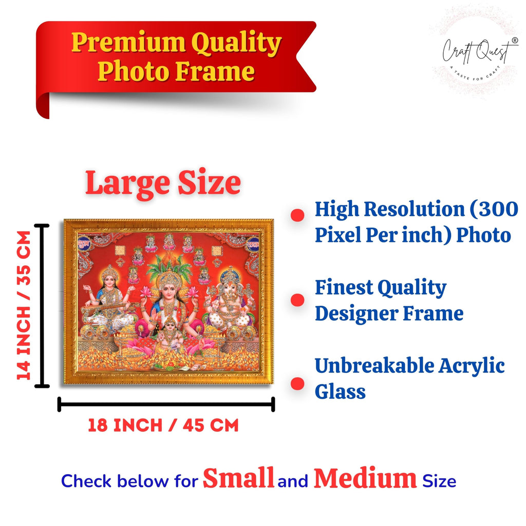CRAFT QUEST Lakshmi Devi Dhana Laxmi Maa Wall Painting Frame for Diwali,Temple, Pooja, Living Room Home and Decor