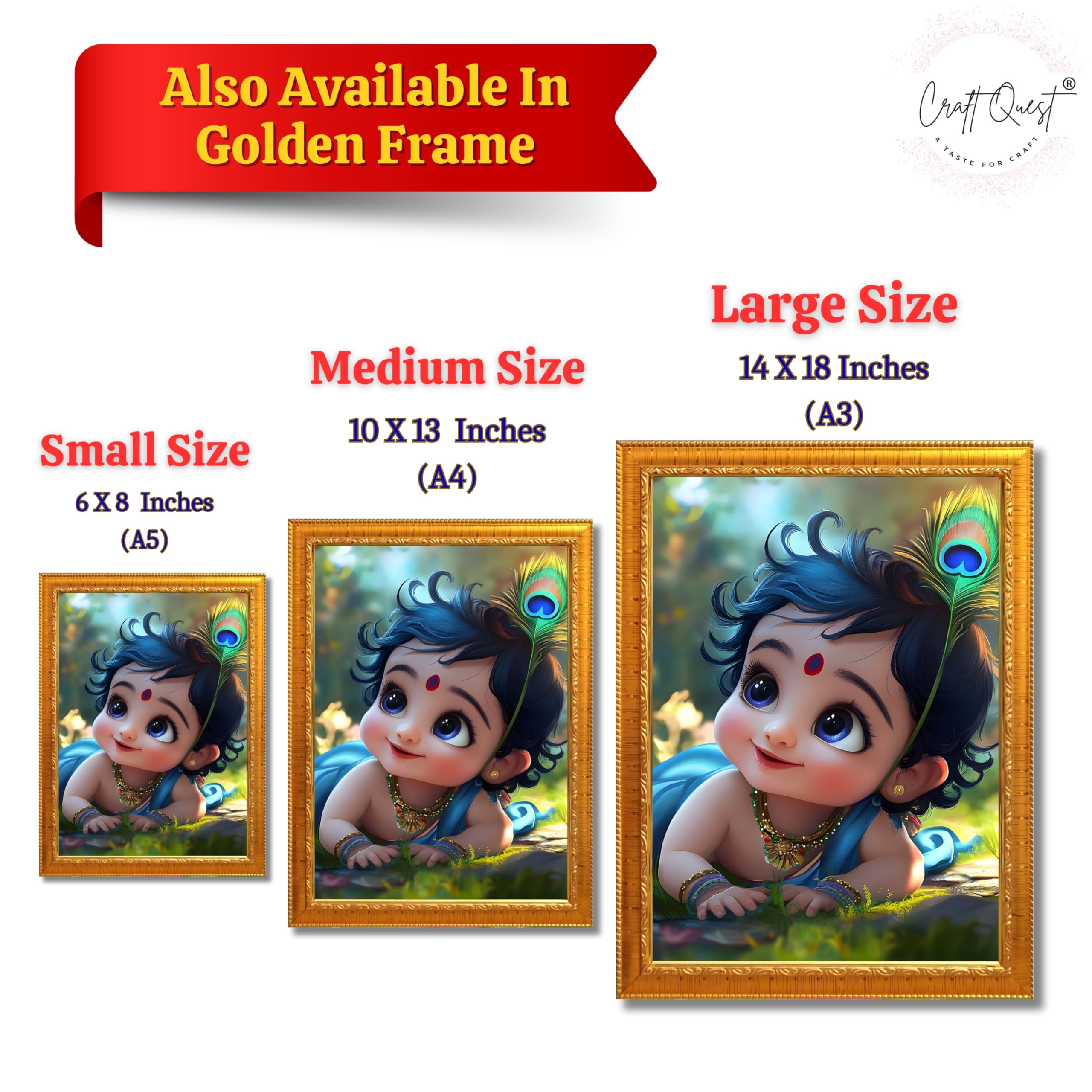 CRAFT QUEST Bal Gopal Painting Kanha Ji Poster | Laddu Lord Makhan Chor | Walls Home Bedroom Living Room Decoration Gift.