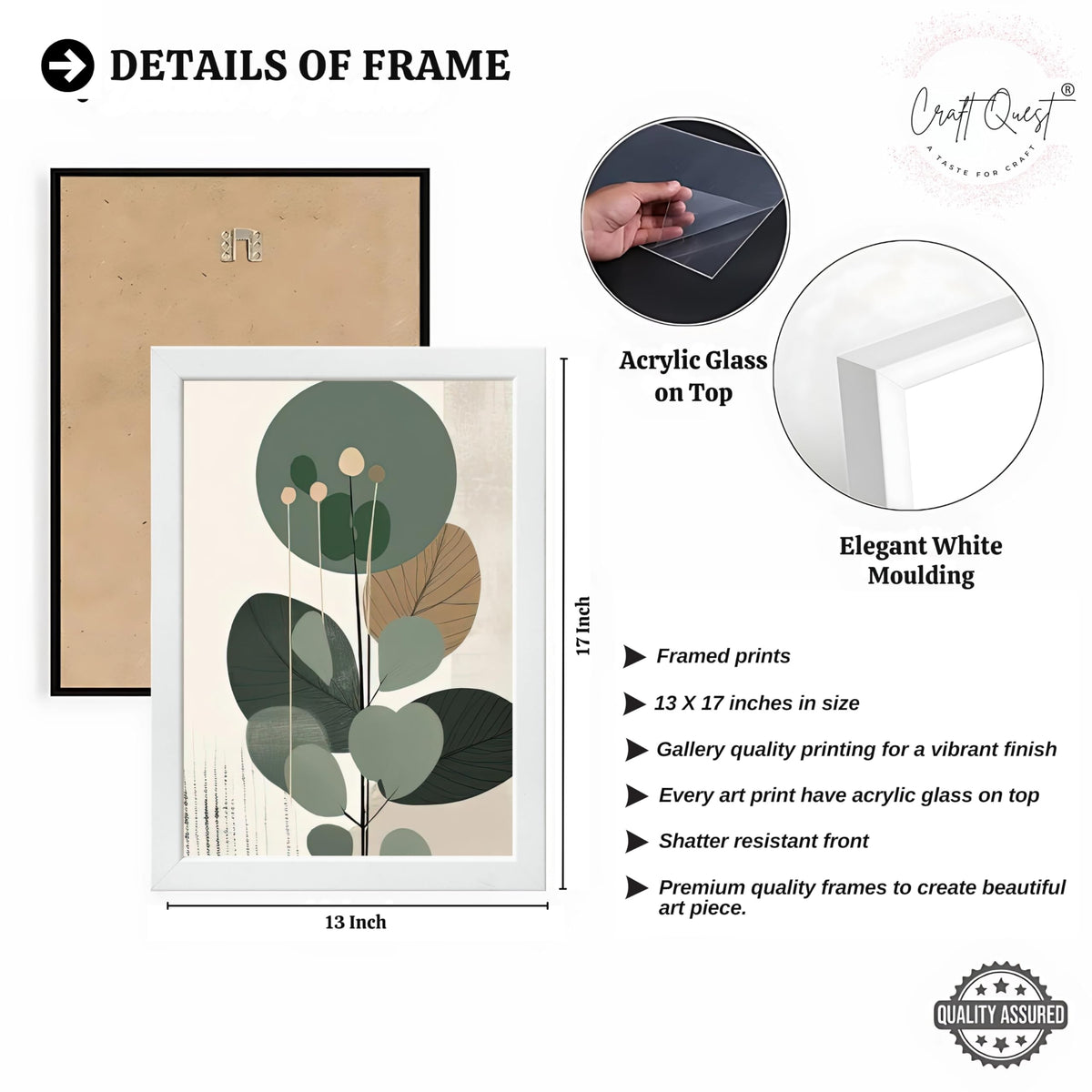 CRAFT QUEST Three Pieces Artwork | Set of 3 Frames for Home Decoration | Ideal for Living Room, Bedroom & Offices