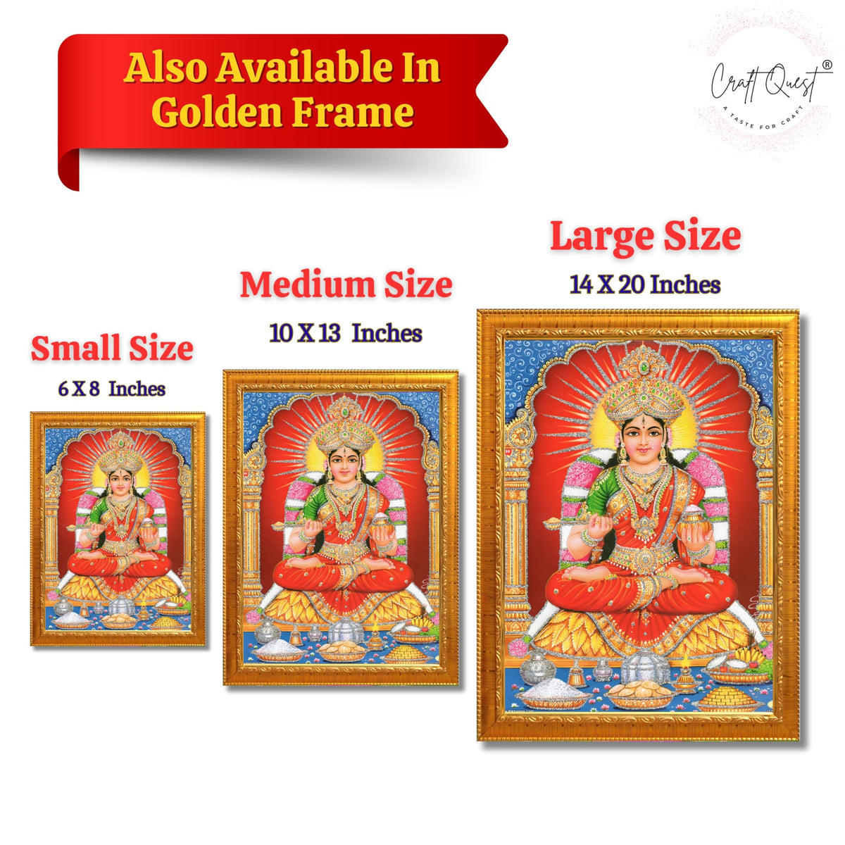 CRAFT QUEST Maa Annapurna devi sitting on throne photo frame with Acrylic glass for Kitchen Worship