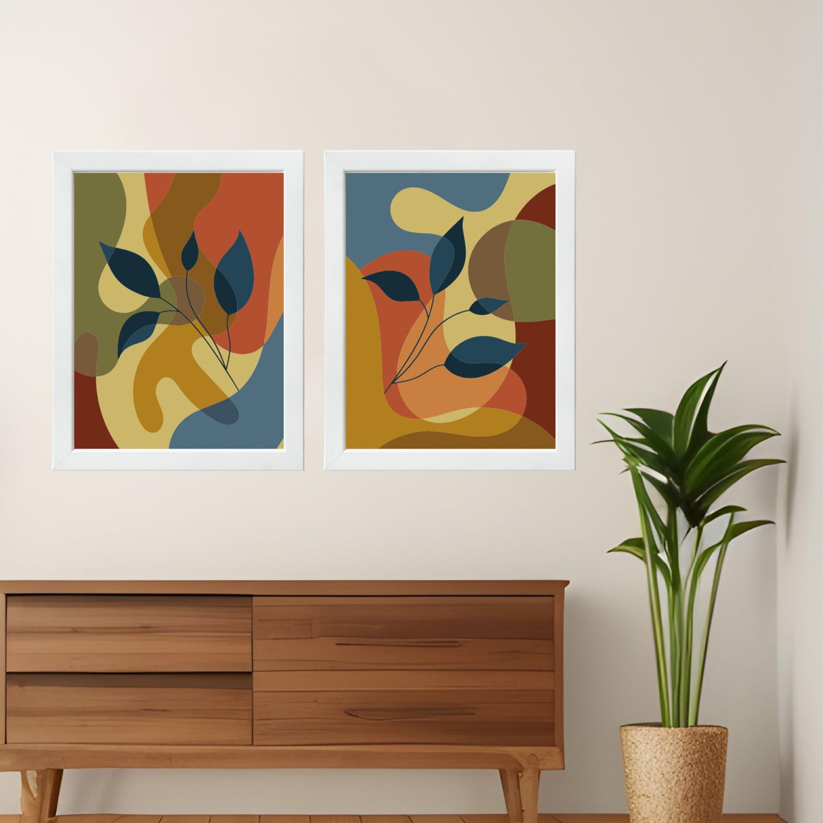 CRAFT QUEST Wall Art Decor Paintings | Set of 2 Floral Art Frames for Home Decoration | Ideal for Living Room, Bedroom & Office