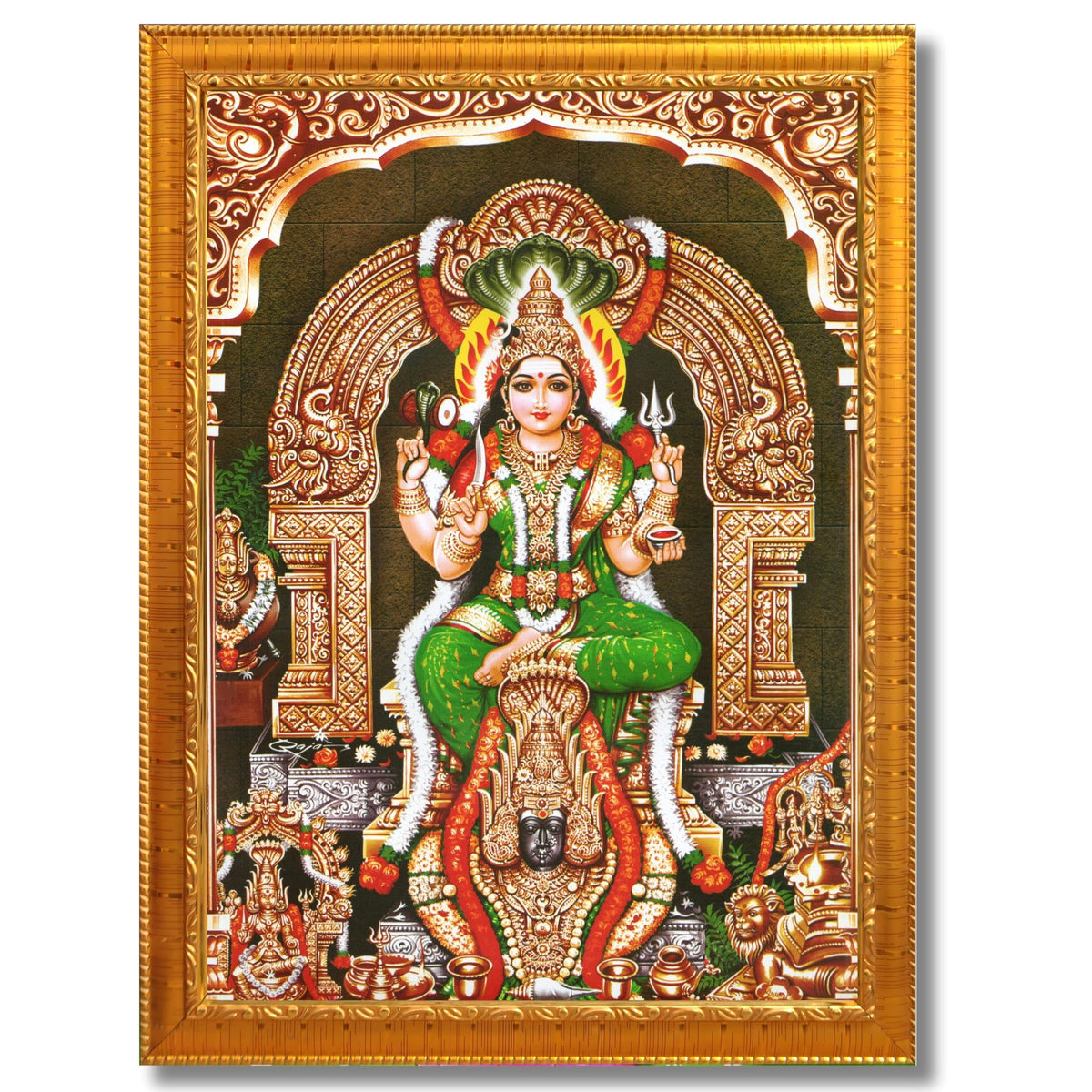 CRAFT QUEST Karumariamman Karu Mariamman Karumari Amman Wall Photo Frame | South God Picture Frame for Home, Office, Temple & Gifting, Decor