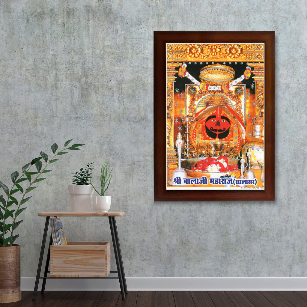 CRAFT QUEST Salasar balaji Hanuman | Bajrangbali Religious Photo with frame for Home Decorative Item Synthetic Wood