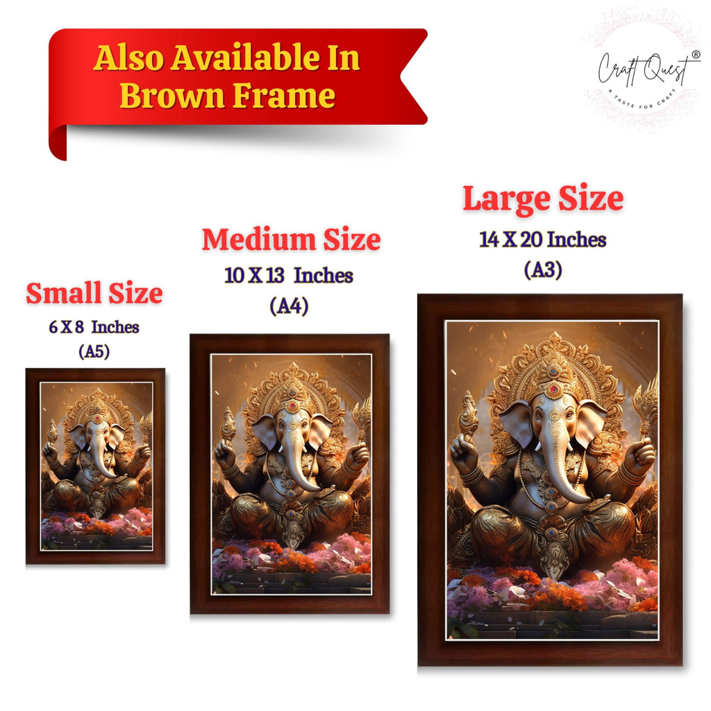 CRAFT QUEST Lord Ganesha Art Framed Wall Painting With Frame For Home and Pooja,Office Décor Items