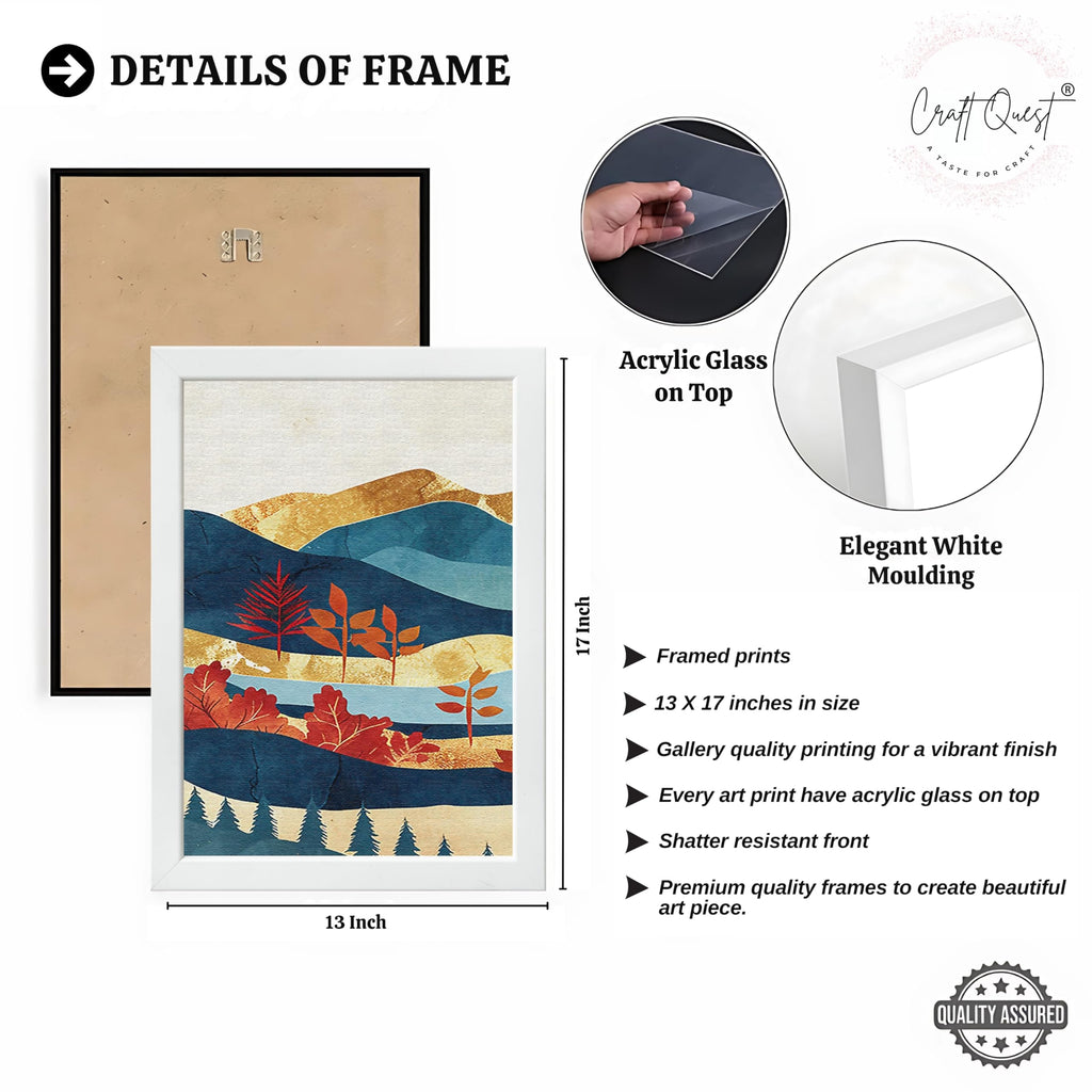 CRAFT QUEST Modern Art Pictures With Mountains & Trees Wall Art | Set of 3 Frames for Home Decoration | Ideal for Living Room, Bedroom & Offices