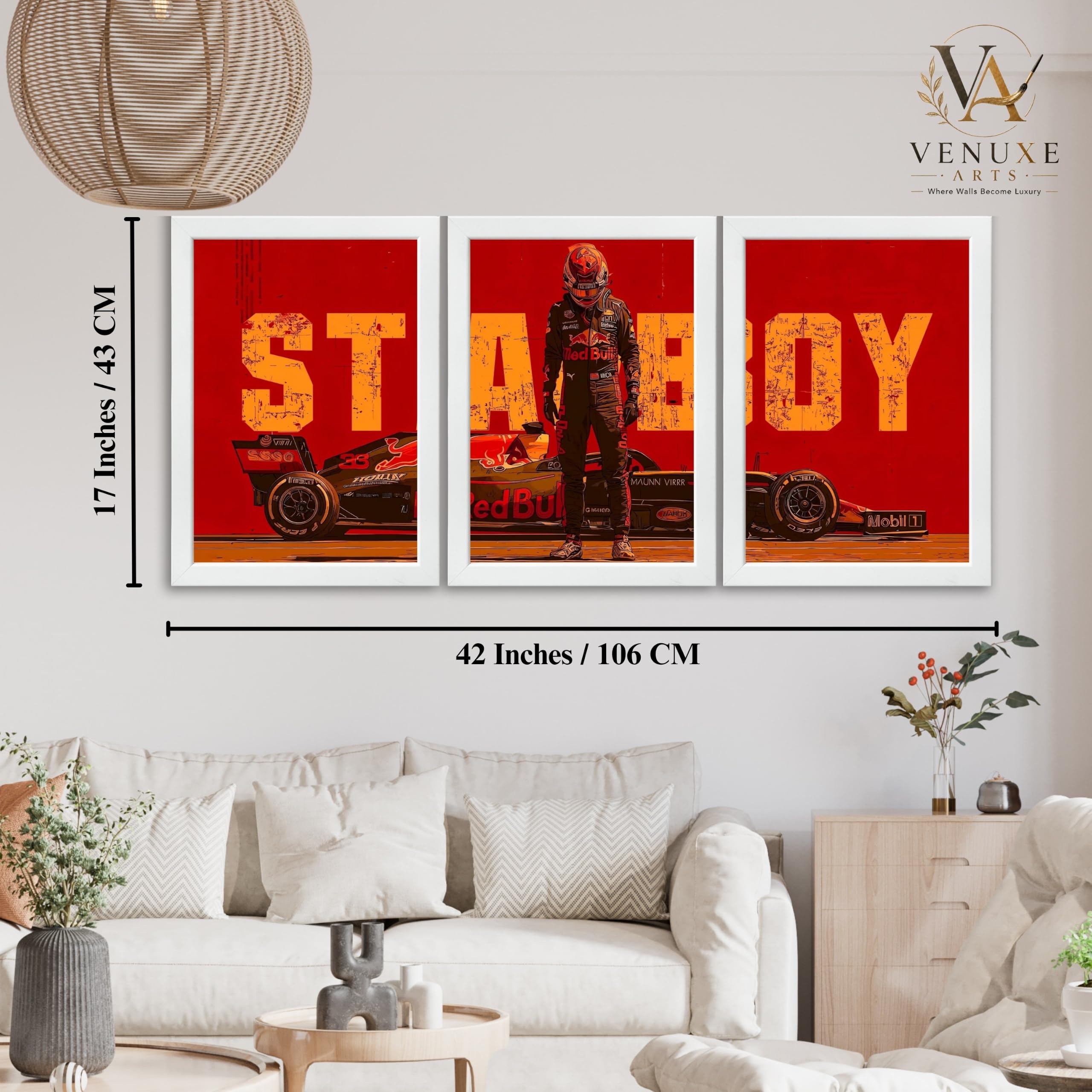 VENUXE ARTS Set Of 3 Big Sports Cars Framed Posters Gift Items for Boys Room Wall Decoration Bedroom Living Room Office Studio Décor | Car Poster Frame for Wall Décor