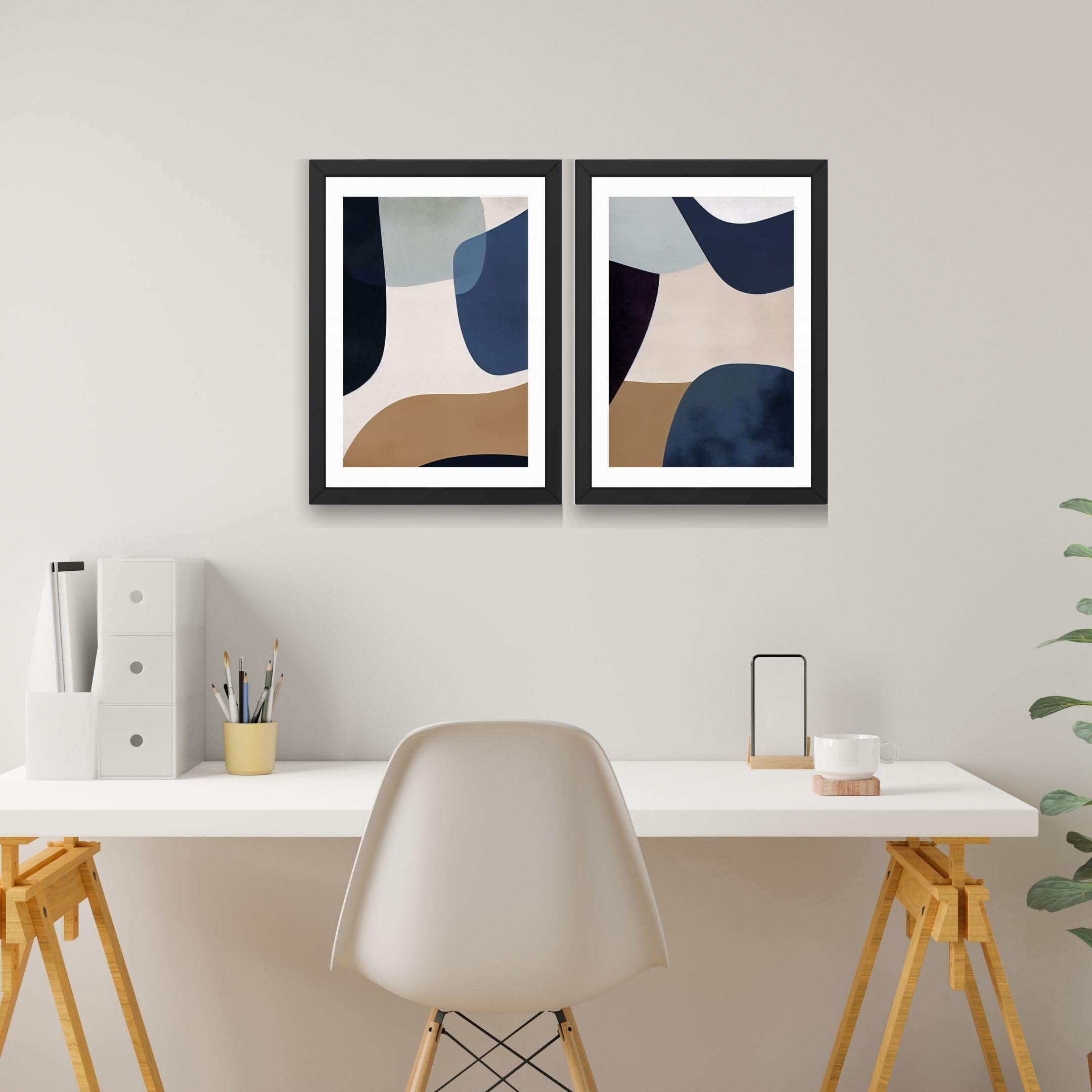 CRAFT QUEST 2 Piece Set of Wall Art poster Frame Painting for Wall Decoration With Acrylic Glass, for living room,Home, Office