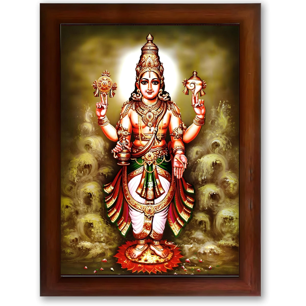 CRAFT QUEST Lord Dhanvantari Dhanwantri Wall Photo Framed For Home, Pooja, Temple, Gift, Wall Décor Item