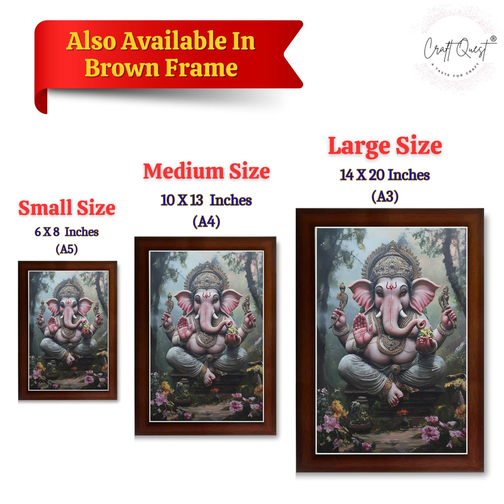 CRAFT QUEST Lord God Ganesh Ganpati ji Hanging Wall Painting Framed For Home Décor