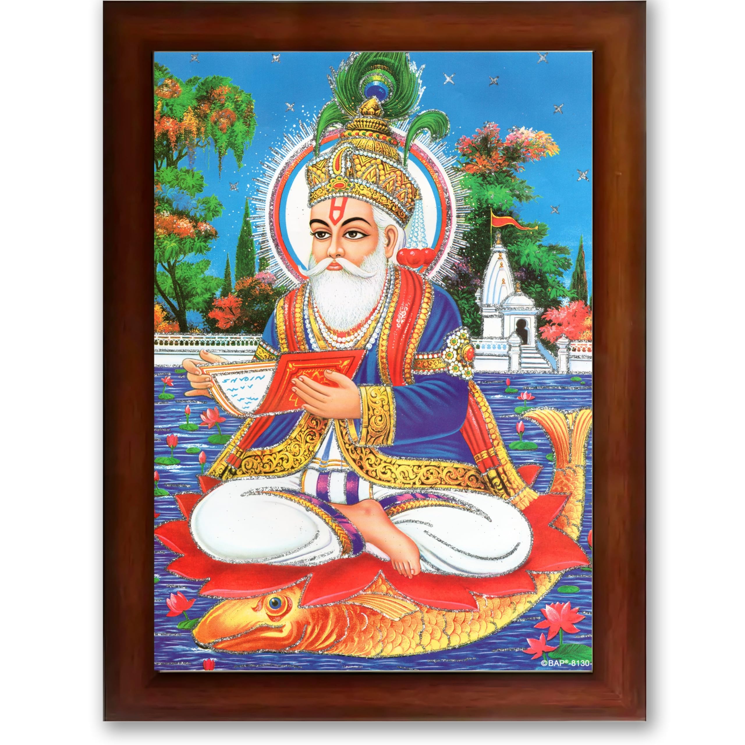 CRAFT QUEST Sindhi Lord Jhulelal/lal Sai Vishnu Avtar/Sindhi God Religious Golden Photo Frame For Mandir And Wall Decor | Best Gifting Option |