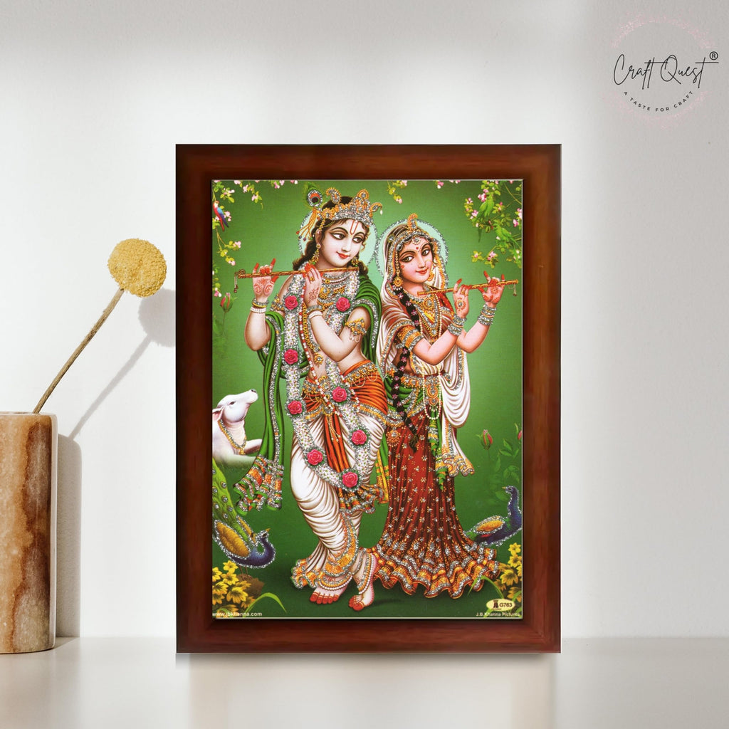 CRAFT QUEST Lord Radha Krishna Photo Frame Wall Painting Framed Home and room Décor