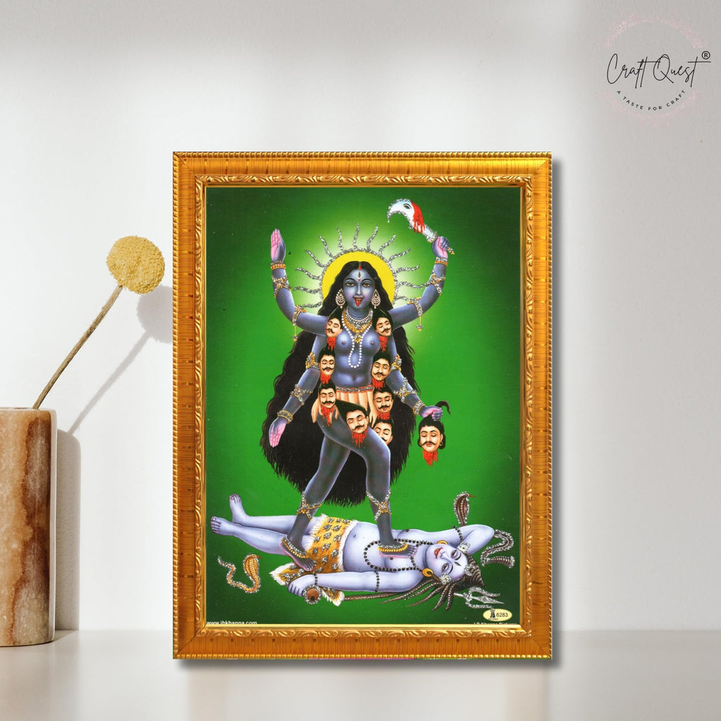 CRAFT QUEST Mahakali Kali Mata Ji Shiv Shiva Wall Painting Framed Home Decor
