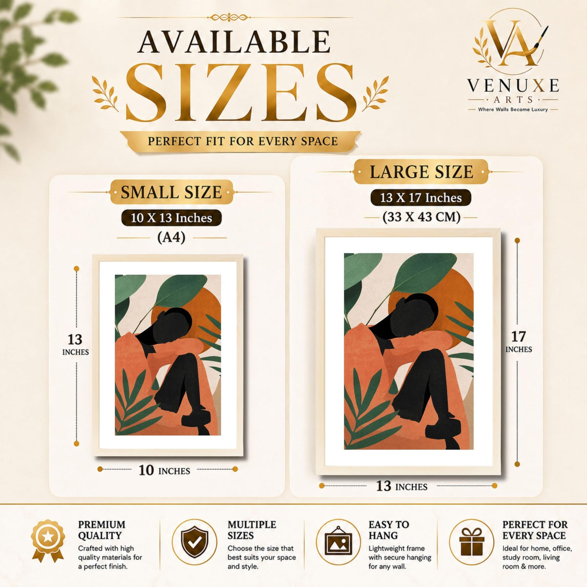 VENUXE ARTS Womens Contemporary Wall Art Posters for Home, Office, Study & Bedroom | Ready to Hang Framed Wall Decor | Positive Quote Prints | Gift for Friends & Family