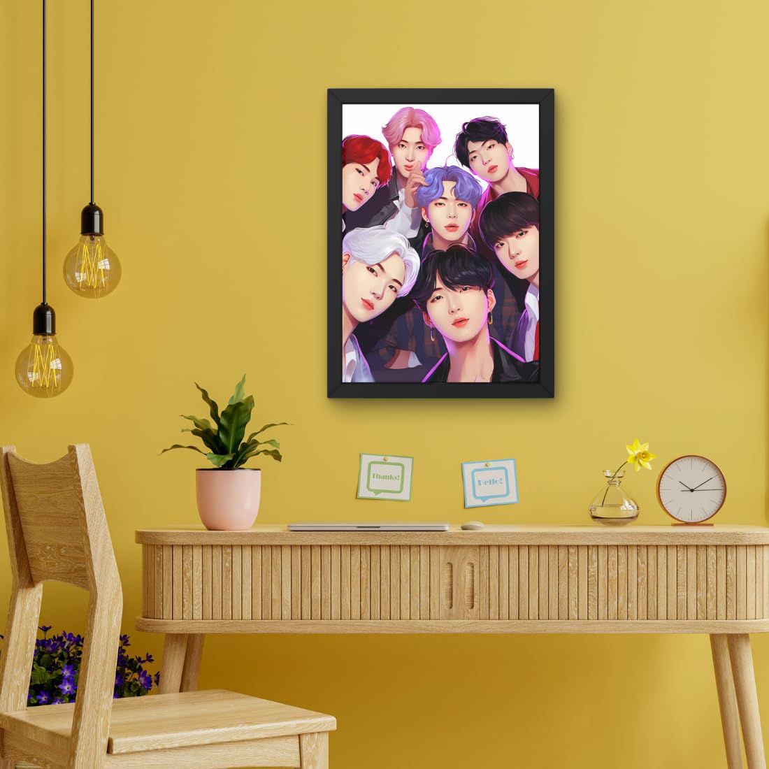 CRAFT QUEST Good Hope BTS Music Band Group Framed Poster multicolour Print 10 inch x 13 inch For Room Office Wall