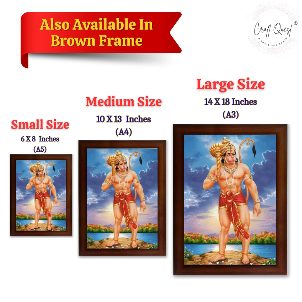 CRAFT QUEST Bajrang Bali Hanuman Ji Photo Frame | Acrylic Glass, Lightweight & Waterproof | Ideal for Home, Office, Temple & Puja Room Wall Decor
